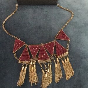 Carole Dauplaise burgundy statement necklace
